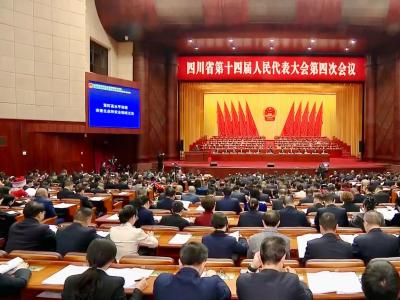 省十四届人大四次会议举行第二次全体会议 王晓晖施小琳田向利出席